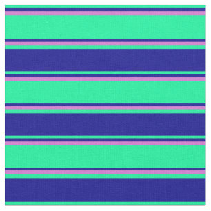 Tecido Padrão Verde, Azul Escuro e Orquídea de Stripes