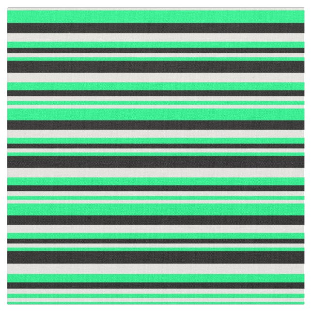 Tecido Padrão Verde, Branco e Preto Striped/Links (Detalhe)