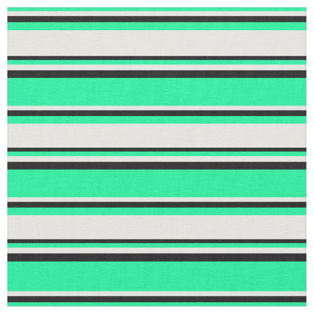 Tecido Padrão Verde, Branco e Preto Striped/Links (Detalhe)