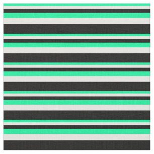 Tecido Padrão verde, branco e riscado preto
