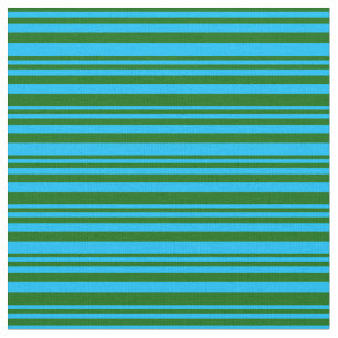 Tecido Padrão Verde Escuro e Azul Céu Profundo Striped/Li