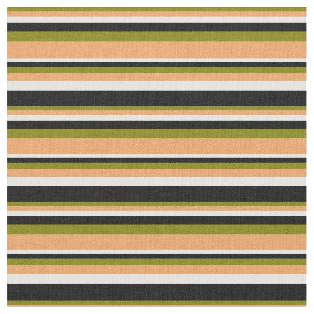 Tecido Padrão Verde, Marrom, Branco e Stripes Negras (Detalhe)