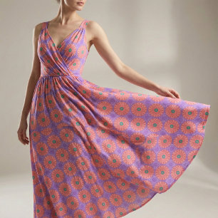 Tecido Padrão Verde-Rosa de Artsy Chic-Artsy Mandala