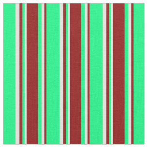 Tecido Padrão Verde, Vermelho Escuro e Amarelo Claro