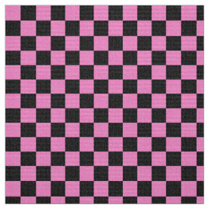 Tecido Padrão Verificado - Brilhante Preto Rosa, Trendy C