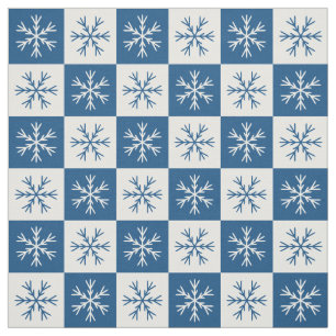 Tecido Padrão Verificado do Floco de Neve Branco Azul