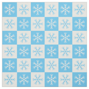 Tecido Padrão Verificado do Floco de Neve Branco Claro Az