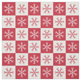 Tecido Padrão Verificado do Floco de Neve Branco Vermelho