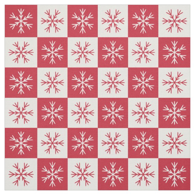 Tecido Padrão Verificado do Floco de Neve Branco Vermelho (Modelo)