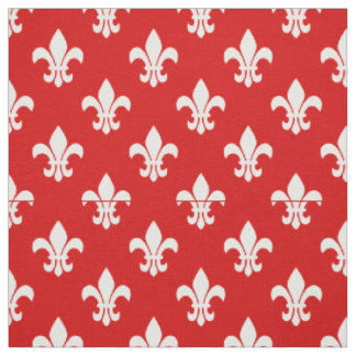 Tecido Padrão vermelho, branco Fleur De Lis
