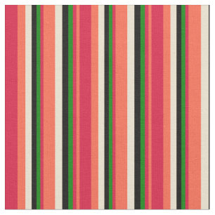 Tecido Padrão Vermelho, Crimson, Verde, Preto e bege