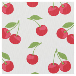 Tecido Padrão Vermelho De Cereja Em Branco