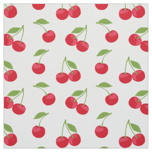 Tecido Padrão Vermelho De Cereja Em Branco
