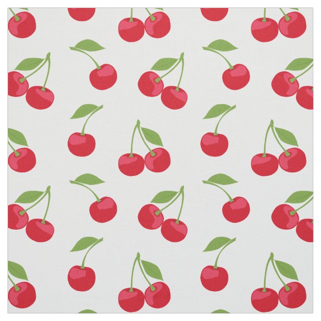 Tecido Padrão Vermelho De Cereja Em Branco (Modelo)