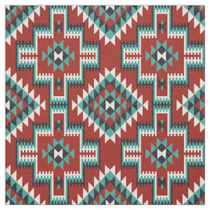 Tecido Padrão Vermelho Negro Branco Oriental Kilim