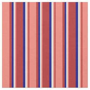 Tecido Padrão Vermelho, Salmão, Amarelo Claro e Azul