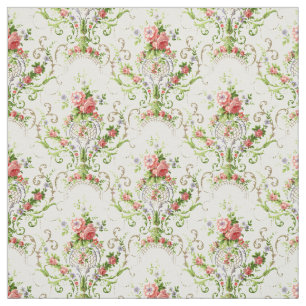 Tecido Padrão Vintage Barroco Rococo Rolls & Rosas