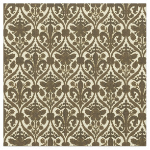 Tecido Padrão Vintage Tudor Rosa e Fleur De-Lis