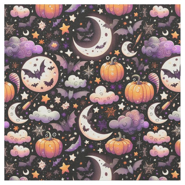 Tecido Padrão Whimsical Halloween Night Sky (Detalhe)