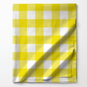 Tecido Padrão Xadrez Amarelo Brilhante e Branco Búfalo
