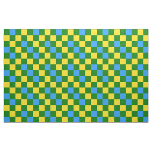 Tecido Padrão Xadrez Azul Amarelo Verde Design 