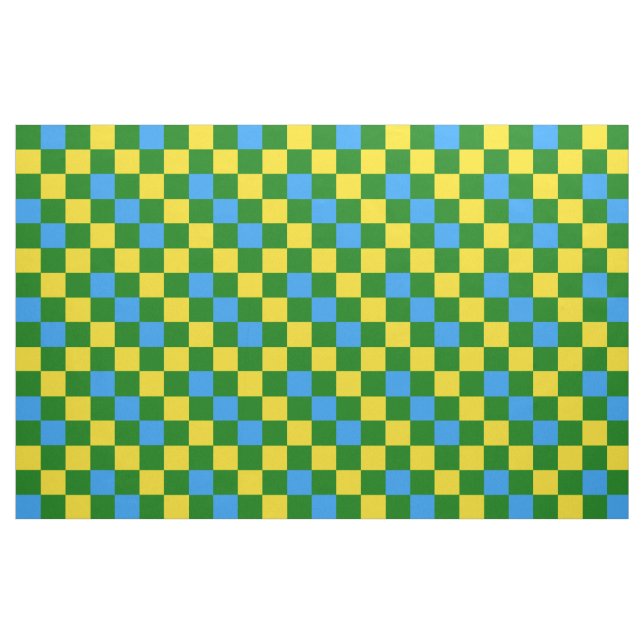 Tecido Padrão Xadrez Azul Amarelo Verde Design  (Fat Quarter)