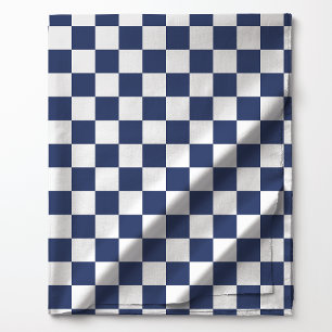 Tecido Padrão Xadrez Azul Marinho e Branco