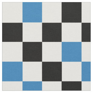 Tecido Padrão Xadrez Azul Preto Branco Design 