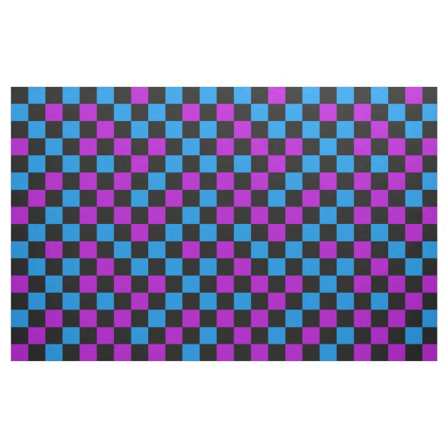 Tecido Padrão Xadrez Azul Roxo e Preto (Fat Quarter)