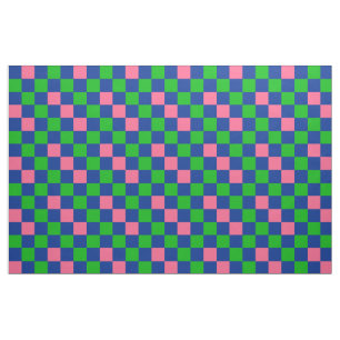 Tecido Padrão Xadrez Azul Verde Rosa Design