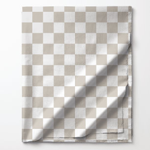 Tecido Padrão Xadrez Bege e Branco