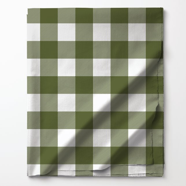 Tecido Padrão Xadrez Búfalo Branco e Verde Oliva (Criador carregado)