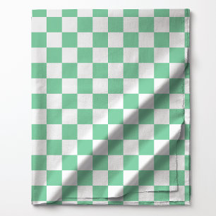 Tecido Padrão Xadrez Clássico Verde Menta e Branco