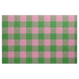 Tecido Padrão Xadrez com Trama Cruzada Rosa e Verde