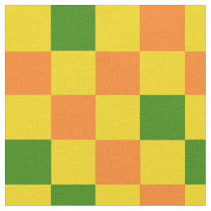 Tecido Padrão Xadrez Laranja Amarelo Verde Design