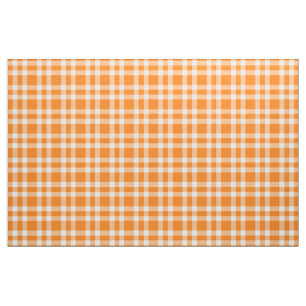 Tecido Padrão Xadrez Laranja Branco