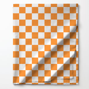 Tecido Padrão Xadrez Laranja e Branco