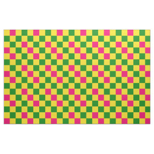 Tecido Padrão Xadrez Rosa Amarelo Verde Design 