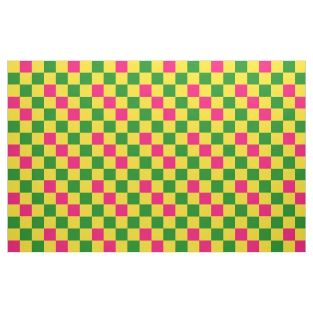 Tecido Padrão Xadrez Rosa Amarelo Verde Design  (Fat Quarter)