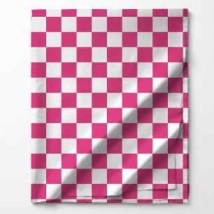 Tecido Padrão Xadrez Rosa Framboesa e Branco