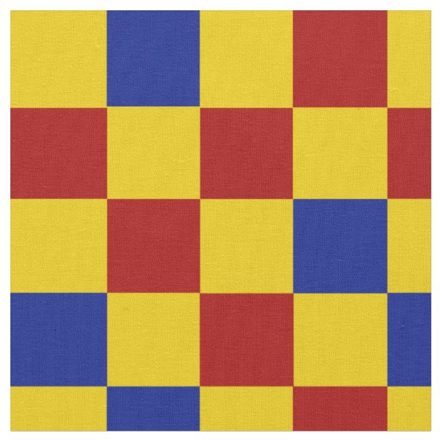 Tecido Padrão Xadrez Vermelho Amarelo Azul Design  (Detalhe)