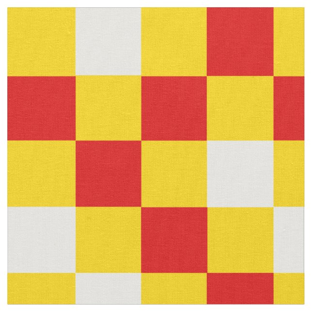 Tecido Padrão Xadrez Vermelho Branco Amarelo Design  (Detalhe)