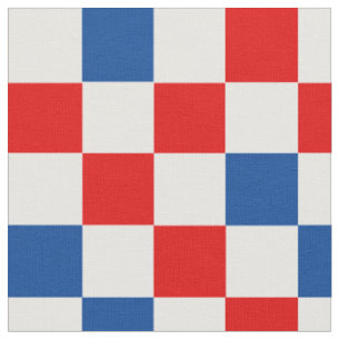 Tecido Padrão Xadrez Vermelho Branco Azul 
