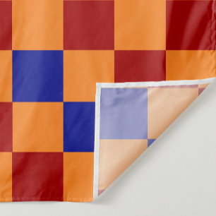 Tecido Padrão Xadrez Vermelho Laranja Azul Design