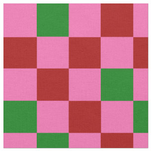 Tecido Padrão Xadrez Vermelho Rosa Verde Design 