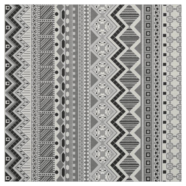 Tecido Padrões aztecas cinza e branco design (Modelo)