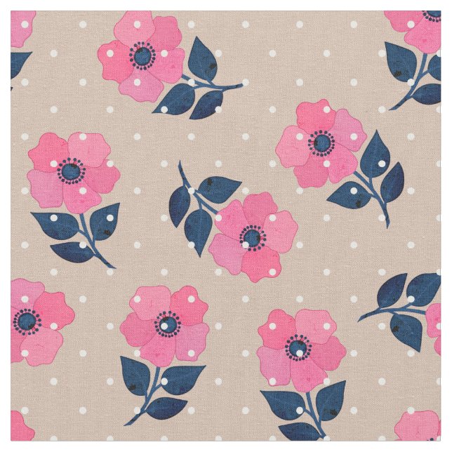 Tecido Padrões Bolinhas de Flores Rosa Gordas (Detalhe)