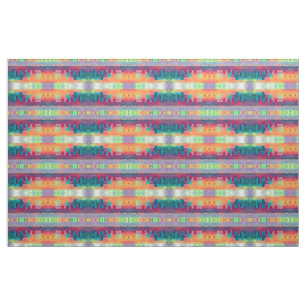 Tecido Padrões de Arte Boêmia Laranja-Teal de Hippie