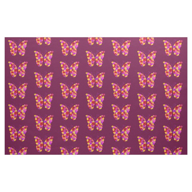 Tecido Padrões de borboletas em vinho tinto (Fat Quarter)
