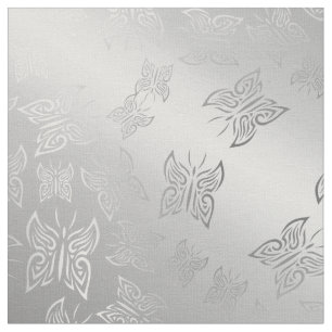 Tecido Padrões de Borboletas Prata